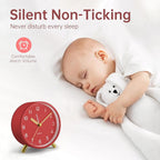 Analog Alarm Clock, 4 inch Super Silent Non Ticking Small Clock - Image 2