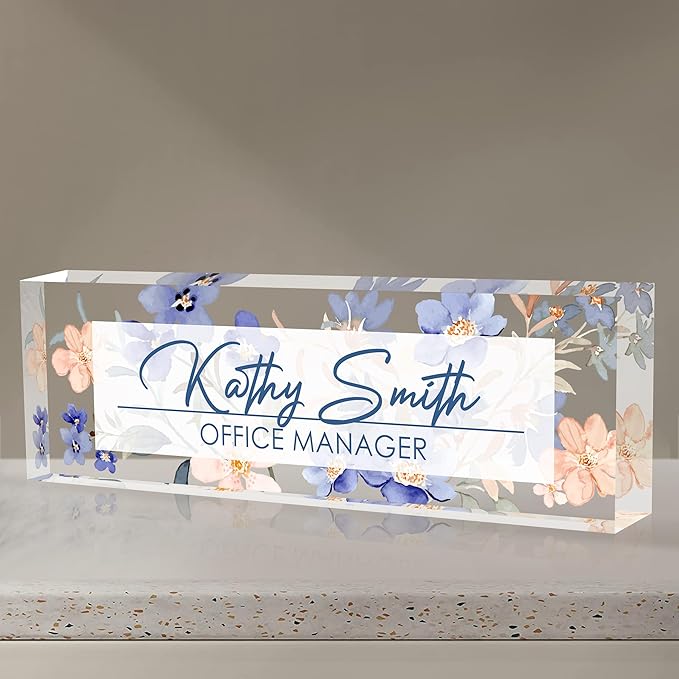 Personalized Name Plate for Desk, Custom Desk Name Plate, Acrylic Name Plate by EOBIBIFUN