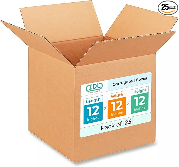 Medium Shipping & Moving Boxes 12"L x 12"W x 12"H by IDLPackaging