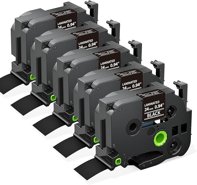 Labelife 24mm Black Label Tape TZe-355 Compatible by Labelife