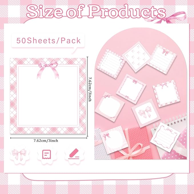 Pink Bow Sticky Notes Gifts - Image 2