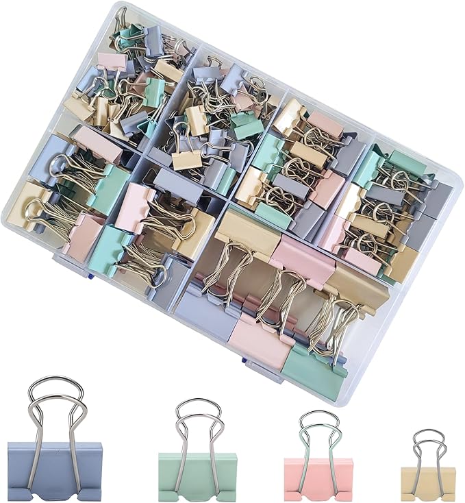 220 Pcs Colored Binder Clips Paper Clamps Assorted Sizes Large, X Small by Unknown