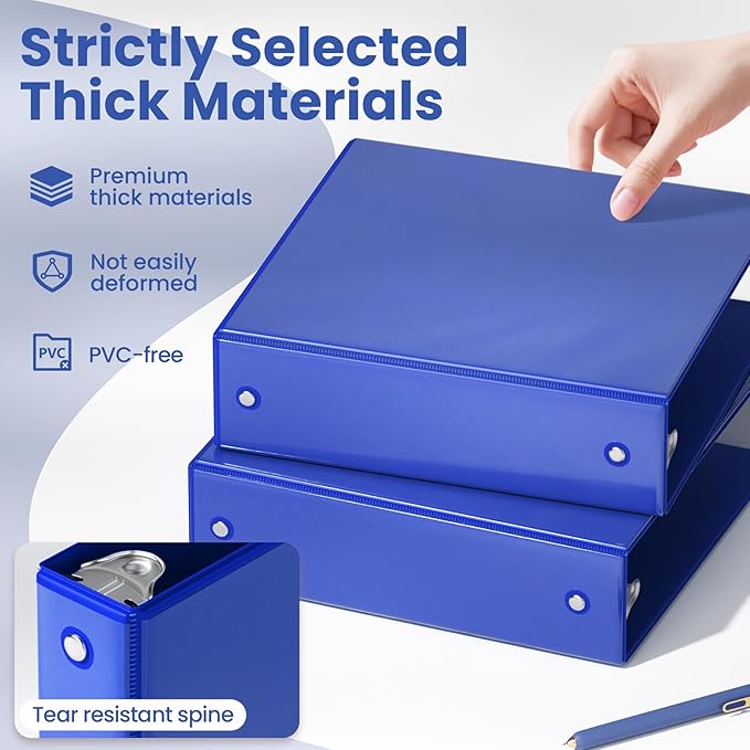 SUNEE 3 Ring Binder 2 Inch 1 Pack, Cobalt Blue - Image 4