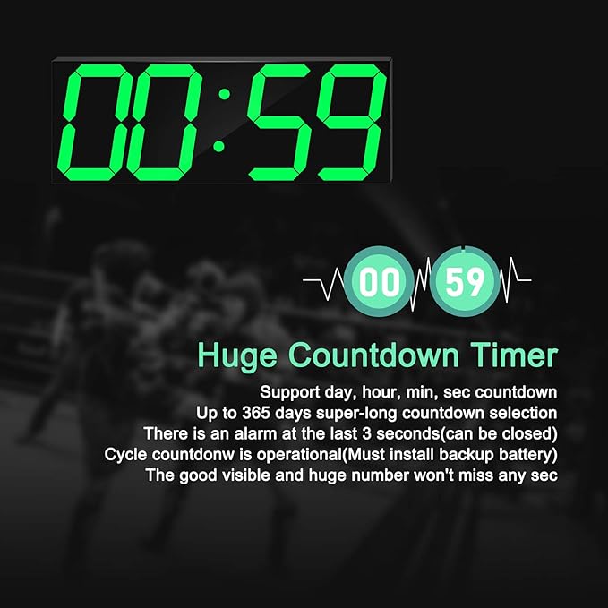 LED Large Digital Wall Clock, Oversize Wall Clock - Image 4