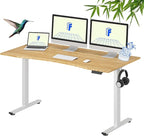 FLEXISPOT EN1 Bamboo Standing Desk, 60 x 30 Inches Whole-Piece Electric by FlexiSpot