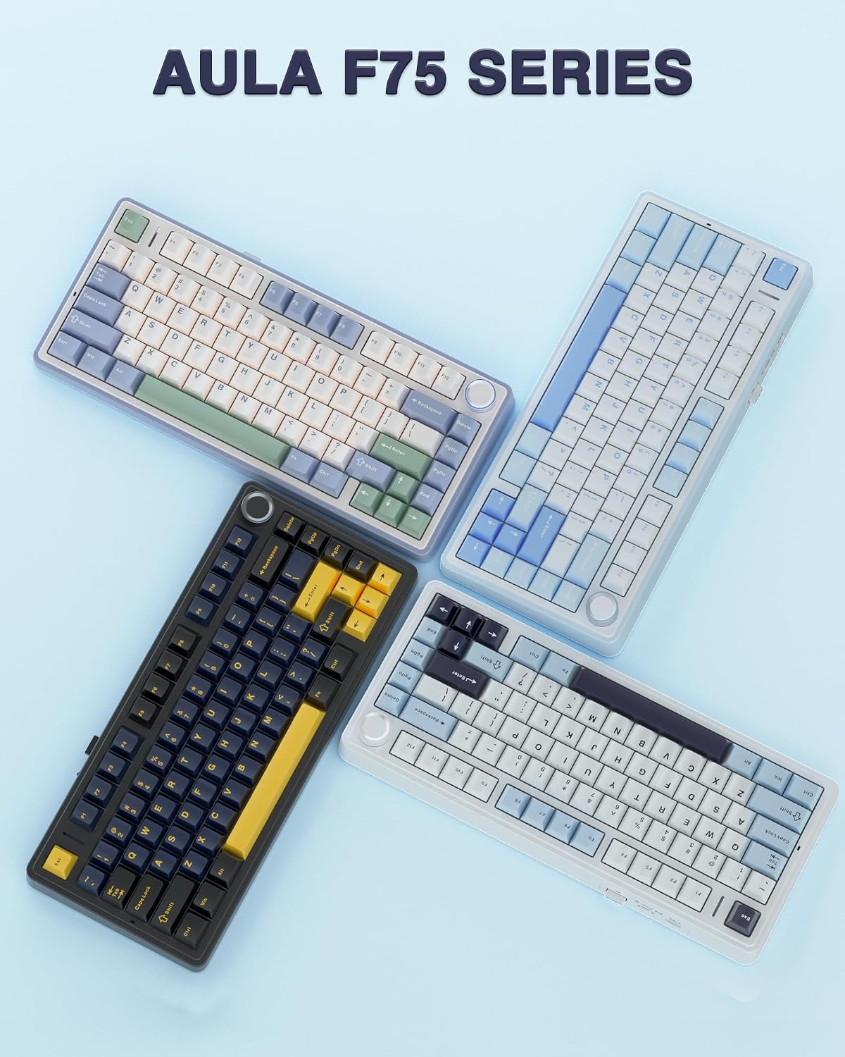AULA F75 75% Wireless Mechanical Keyboard, Hot Swappable Creamy Keyboard, Pre...