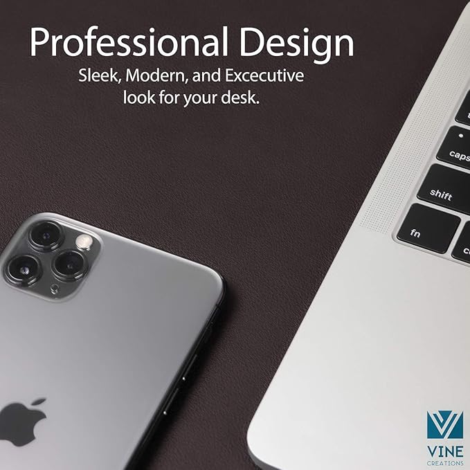 Vine Creations Leather Desk Mat 24" x 17", Desk Protector Mat, PU Leather Desk - Image 3