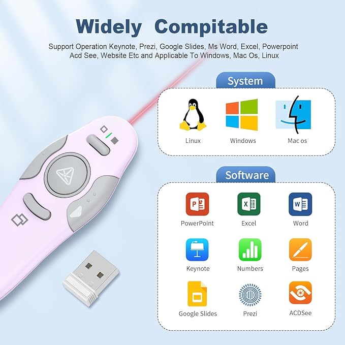 QUI Presentation Clicker Wireless Presenter Remote Clicker - Image 5