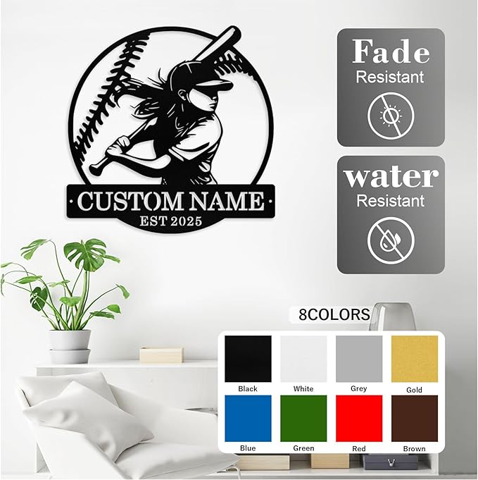 Personalized Softball Metal Sign Custom Player Name Sign Girls Room Decor - Image 4