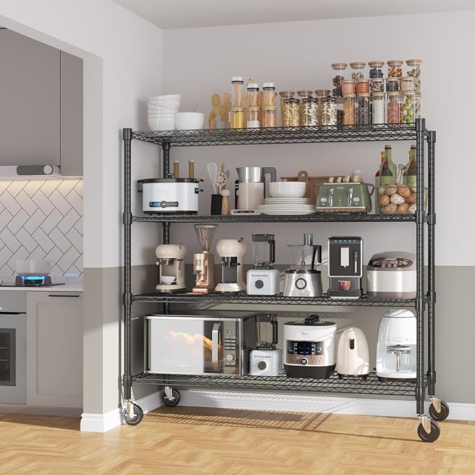 Himimi 72" H Storage Shelves 4 Tier Metal Shelving Adjustable Wire Shelf - Image 2