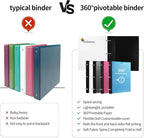 360° Pivotable 3 Ring Binder, Upgraded Foldable Binders 1 inch 2 Pack, Thin - Image 3