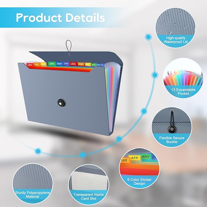 Accordion File Organizer, Expanding File Folder - Image 3