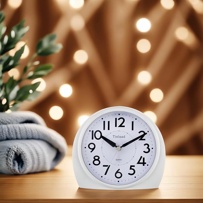 Tinload 5.5" Large Analog Alarm Clock Silent Non Ticking, Gentle Wake, Beep - Image 3