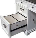 Liberty Furniture Allyson Park Opt L Shaped Desk Set with Locking File Drawer Cottage Home Office Storage - Wirebrushed White, Charcoal Tops Oak Wood