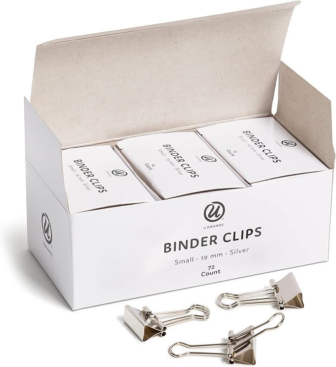 U Brands Small Binder Clips, Metallic Silver, Office Organization Supplies by UBrands