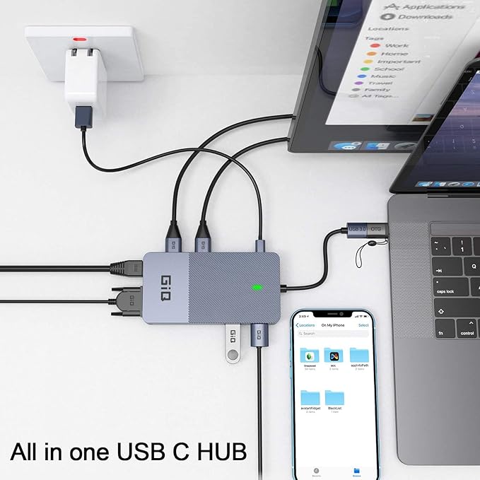 USB Docking Station GIQ USB C HUB USB 3.0 to Dual HDMI VGA Adapter Triple - Image 4