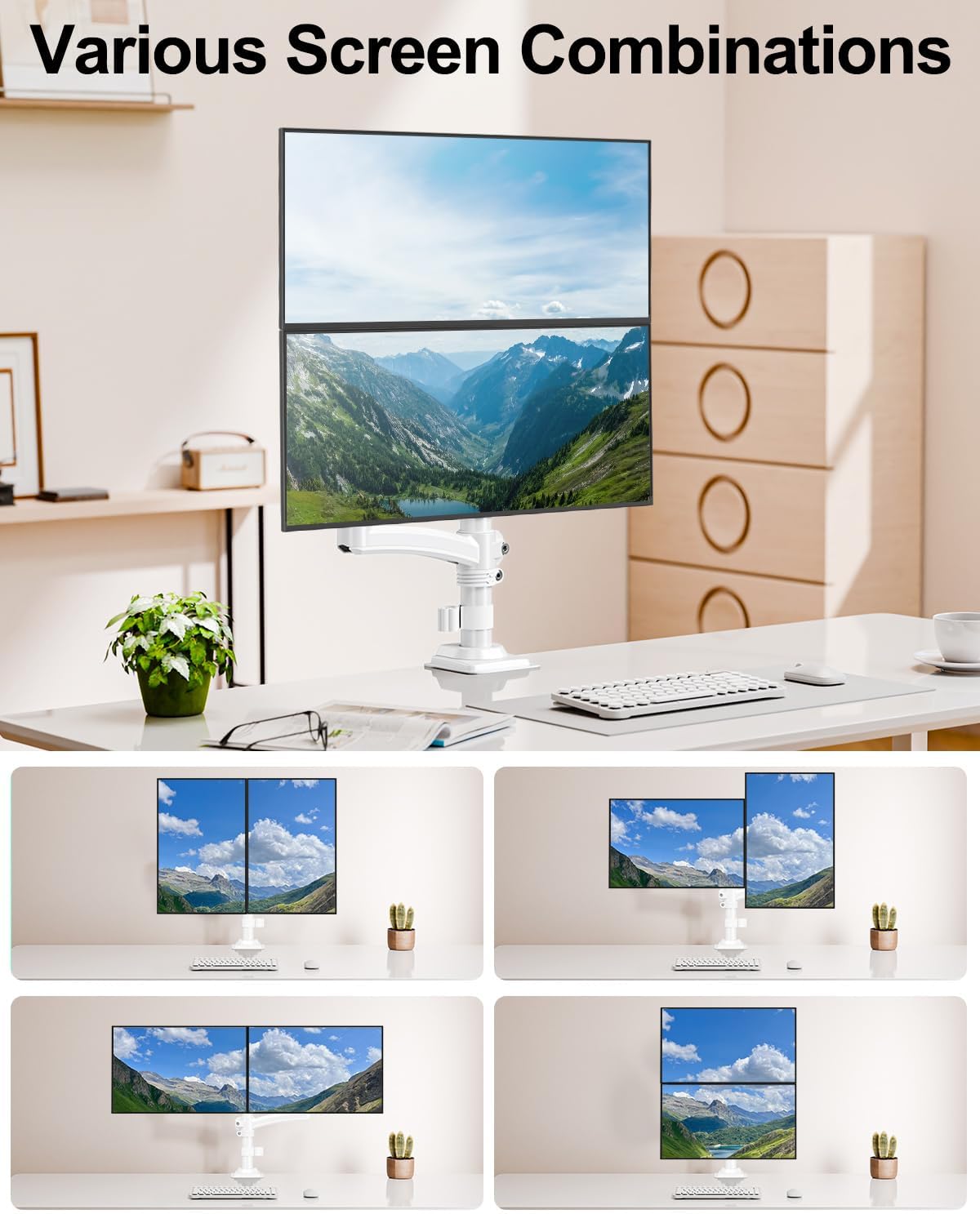 Dual Monitor Stand for 2 Screens up to 32 inch, Vertical Stacked Dual Monitor...
