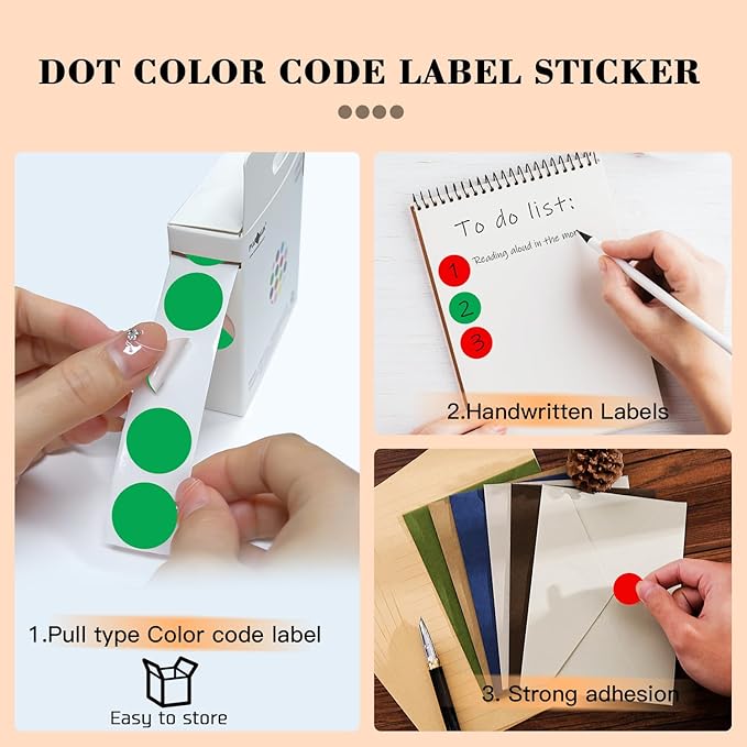 PARLAIM 2 Rolls 2000PCS 3/4" Round Circle Color-Code Dot Stickers, 2 Color - Image 3