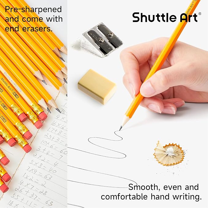 Shuttle Art Wood-Cased #2 HB Pencils, 350 Pack Sharpened Yellow Pencils - Image 3