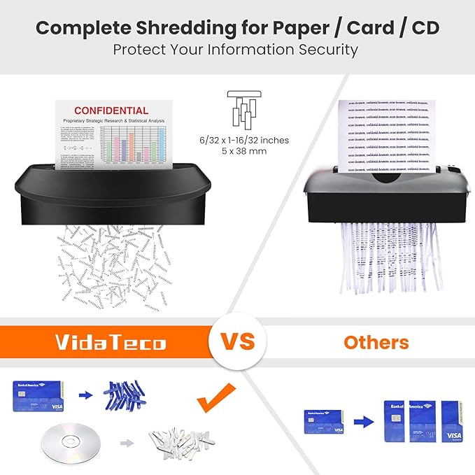 VidaTeco Paper Shredder 14-Sheet Cross-Cut Shredder - Image 3
