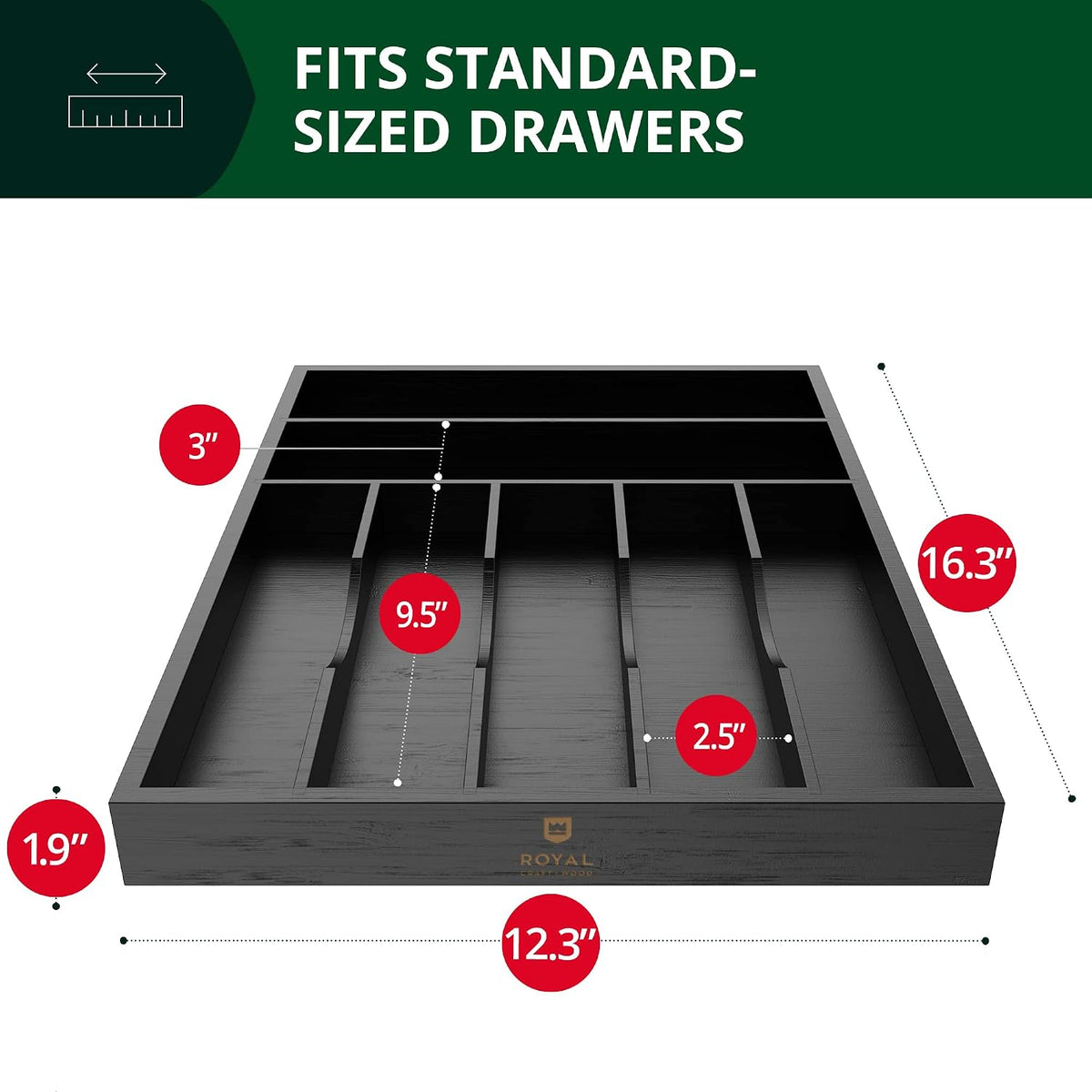 ROYAL CRAFT WOOD Luxury Bamboo Kitchen Drawer Organizer - Silverware Organize...