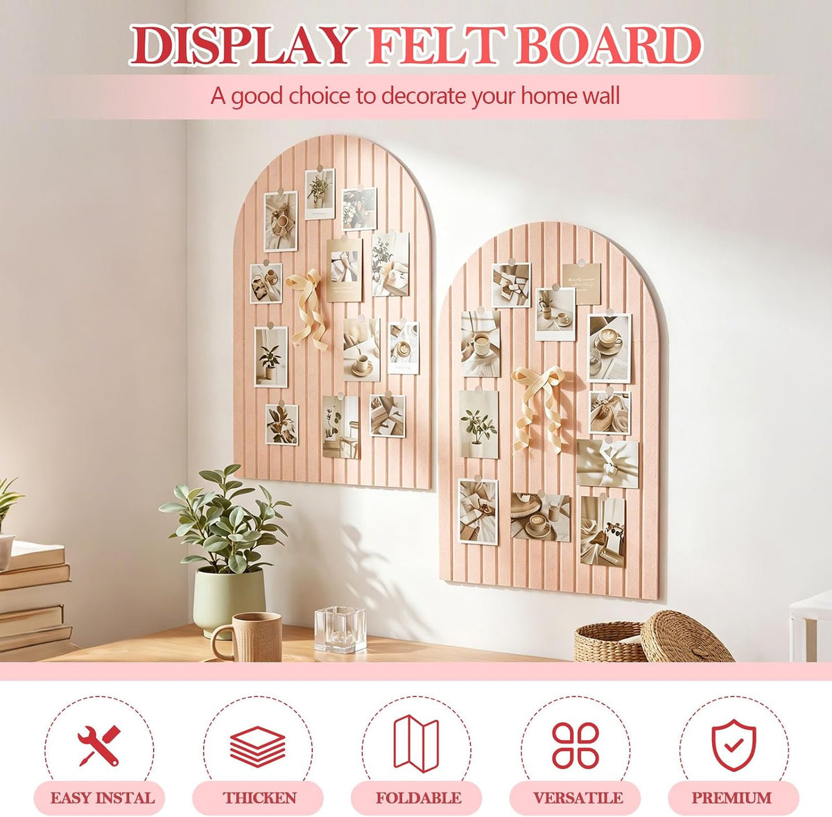 Mindsoft Arched Felt Bulletin Board, Pink, 2 Pcs