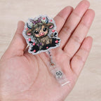 Funny Bow Highland Cow Nurse Badge Reel, Cute Retractable ID Card Pediatric - Image 4