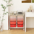 LDAILY 12 Drawer Rolling Storage Cart, Craft Cart Organizer on Wheels w/Metal - Image 8