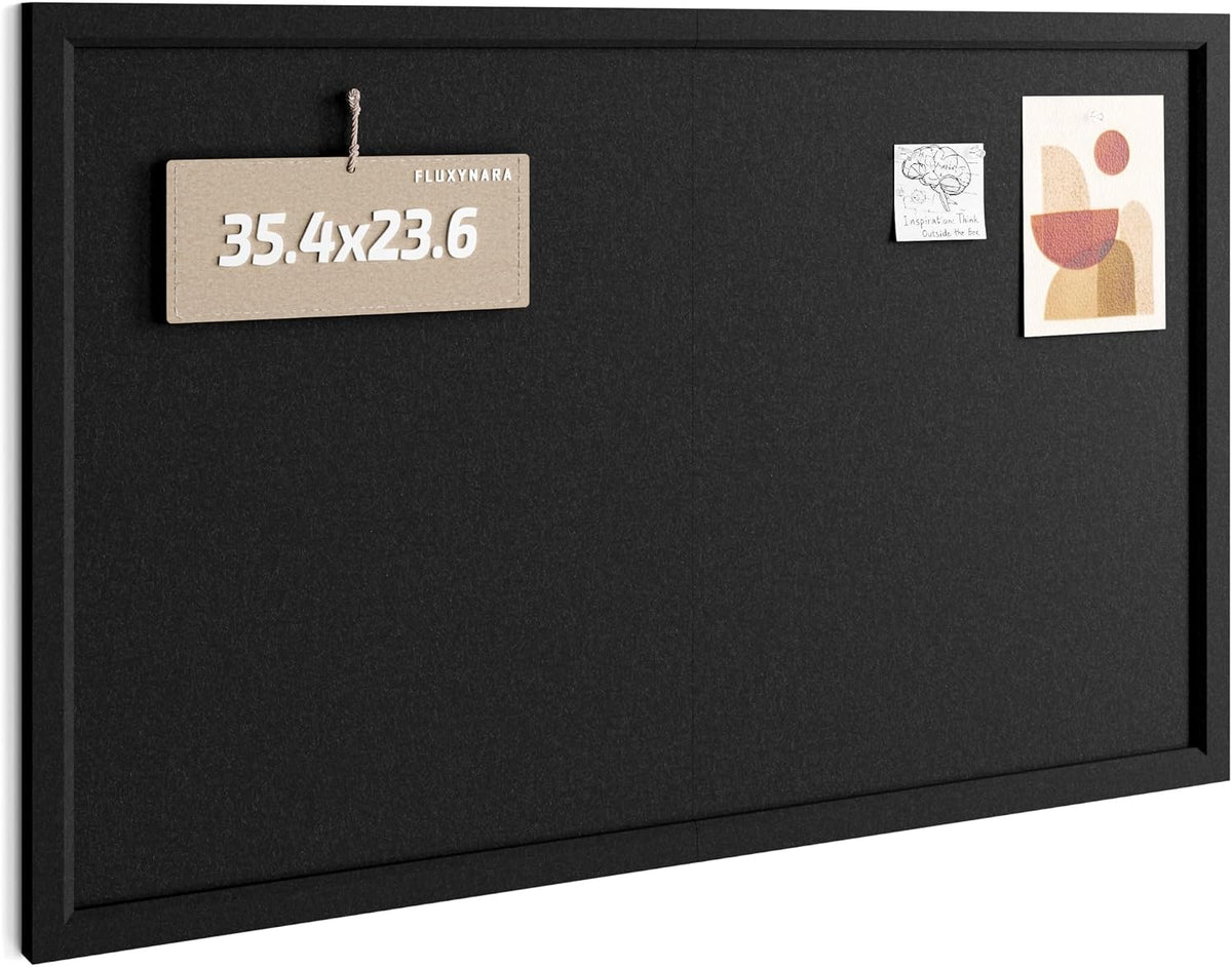 Fluxynara Framed Felt Bulletin Board, 35.4" x 23.6", Black