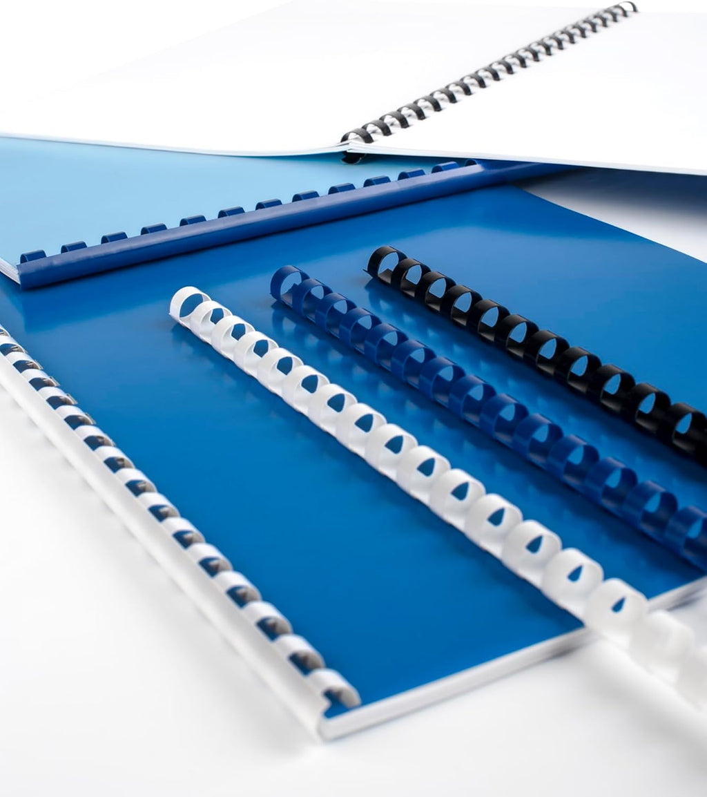 PAVO Premium 10 mm A4 21 Ring Plastic Binding Combs - White (Pack of 100)