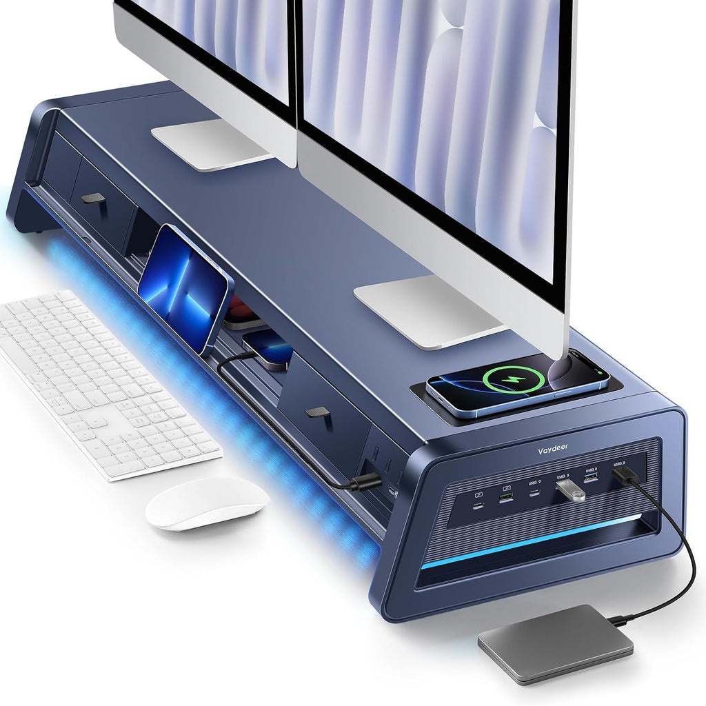 vaydeer all-in-one dual monitor stand riser with 2, main product view