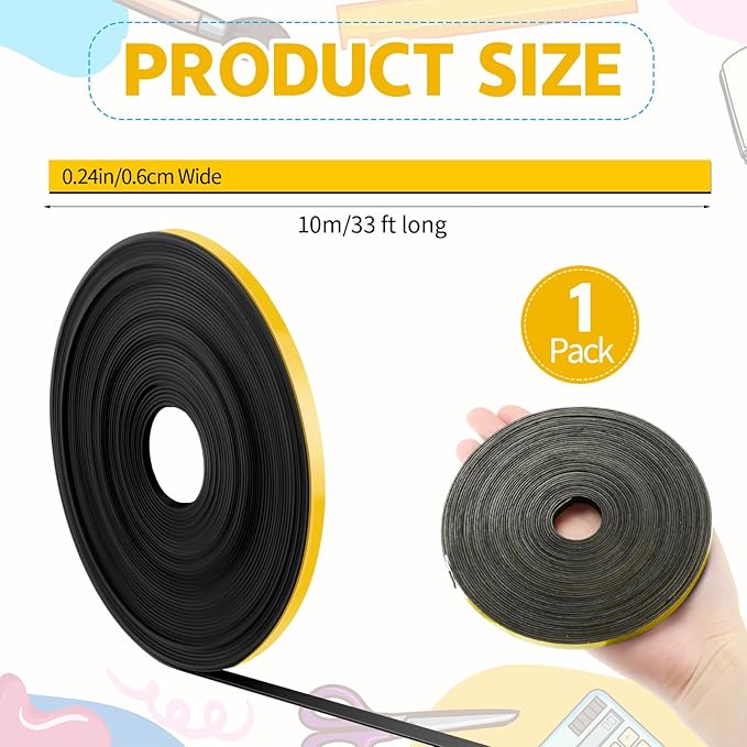 AmazingSpark Magnetic Tape Roll Thin Strips, 1/4 Inch x 33 Feet Magnetic Board - Image 2