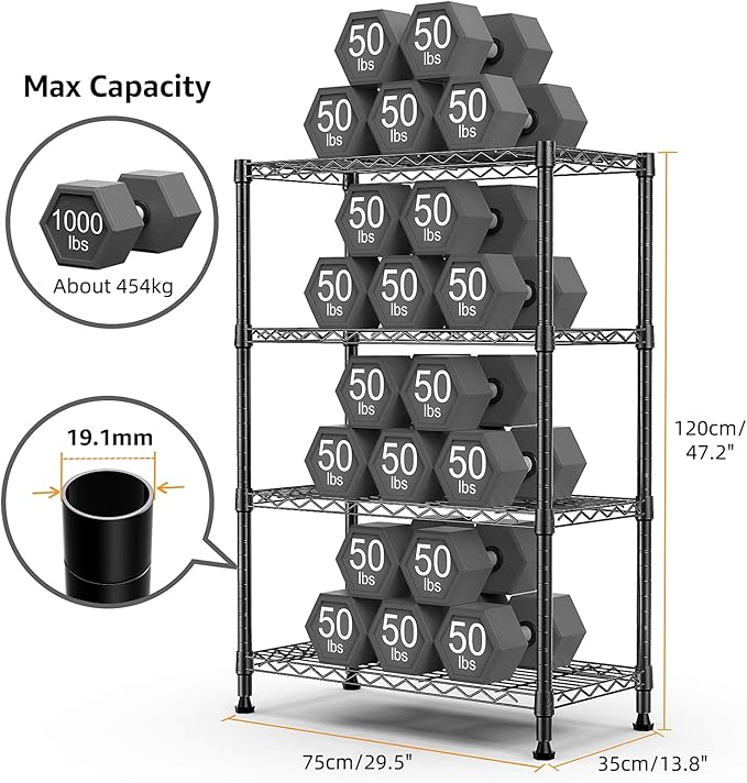 M MZG 1000 lbs Storage Shelving Steel Heavy Duty 4-Tier Utility Shelving Unit - Image 3