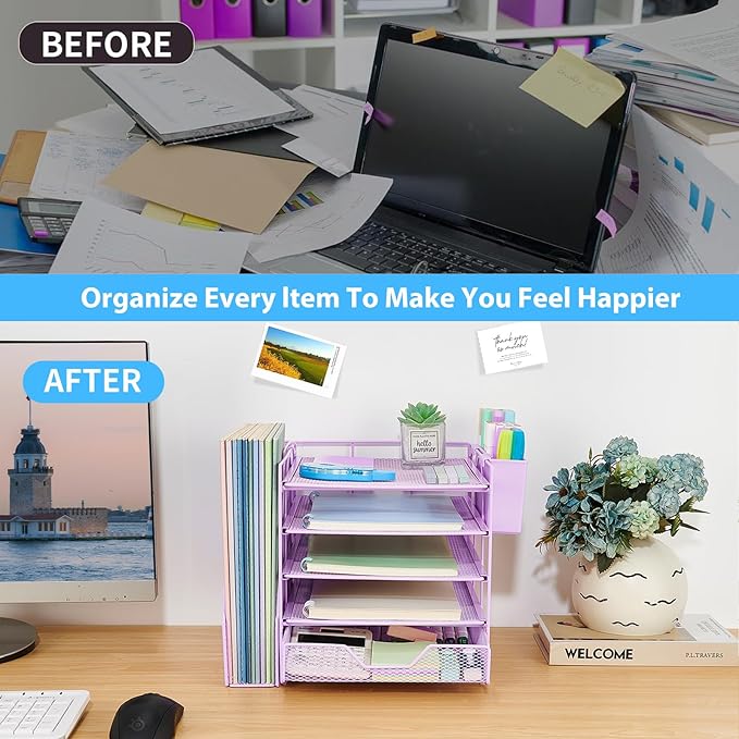 Gugsey Desk Organizer, 5-Tier Paper Letter Tray Organizer - Image 4