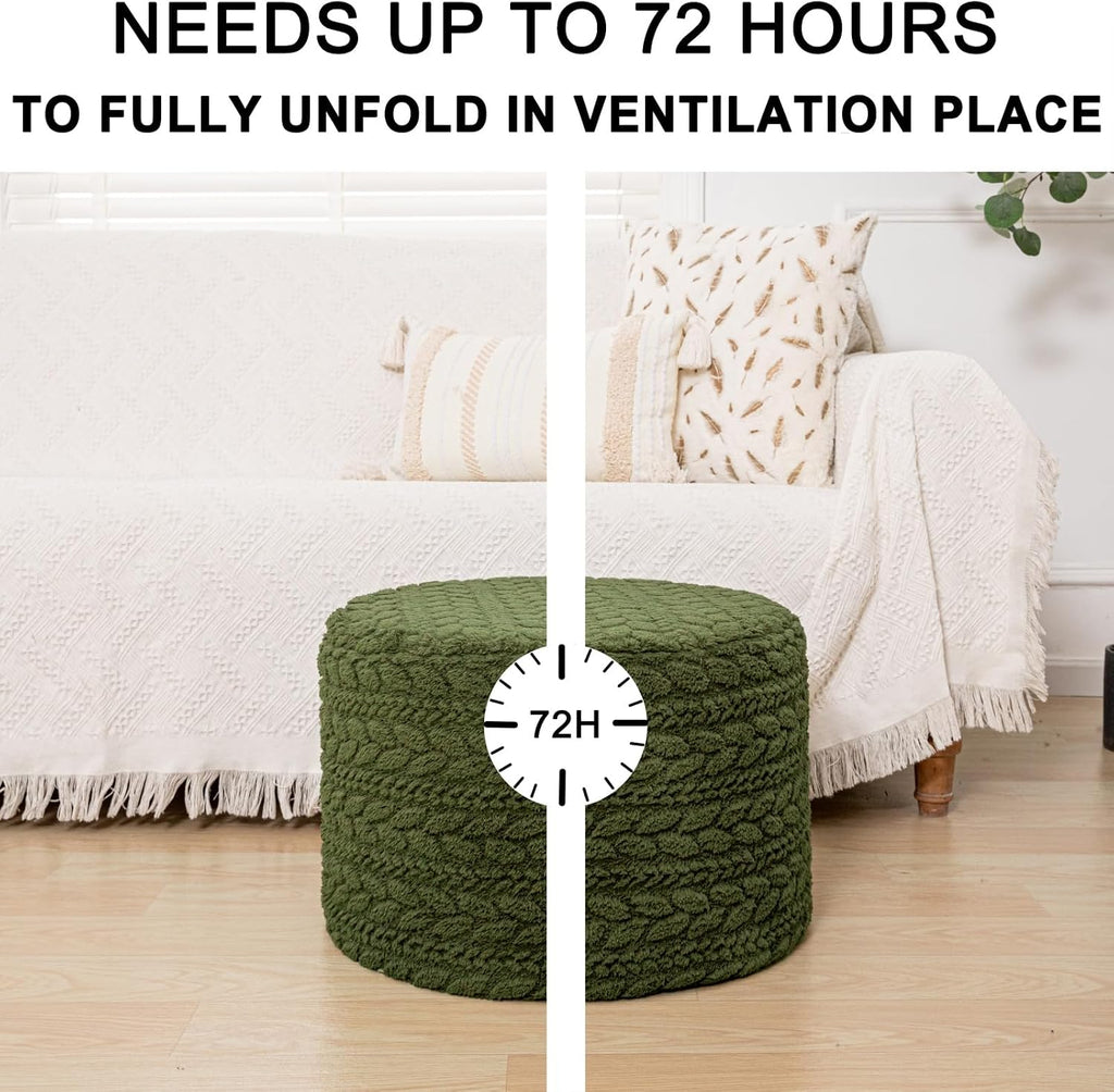 round pouf ottoman foot stool 20x14in ottoman footrest showing dimensions