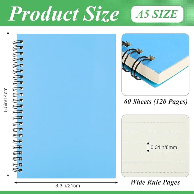 Leelosp 12 Pack Small Spiral Notebook A5 Lined College Ruled Spiral Journal - Image 3