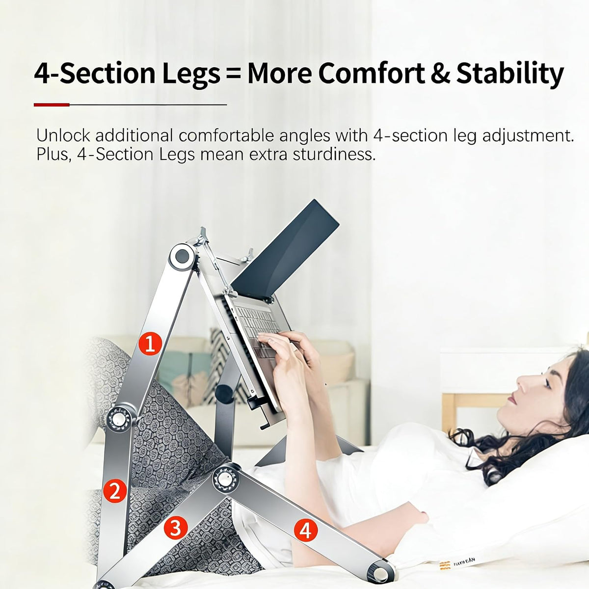 Large Bed Desk for Laptop - Adjustable Height, Foldable Computer Desk | Lying...