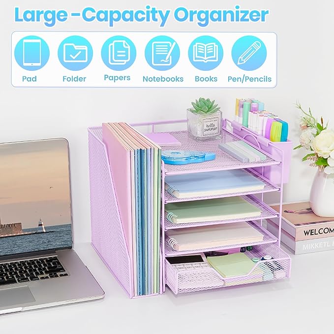Gugsey Desk Organizer, 5-Tier Paper Letter Tray Organizer - Image 6
