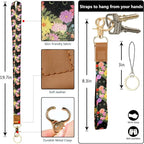 bolimoss Black Cat Flower Lanyard Wallet, Pu Leather Women Zid ID Case - Image 5