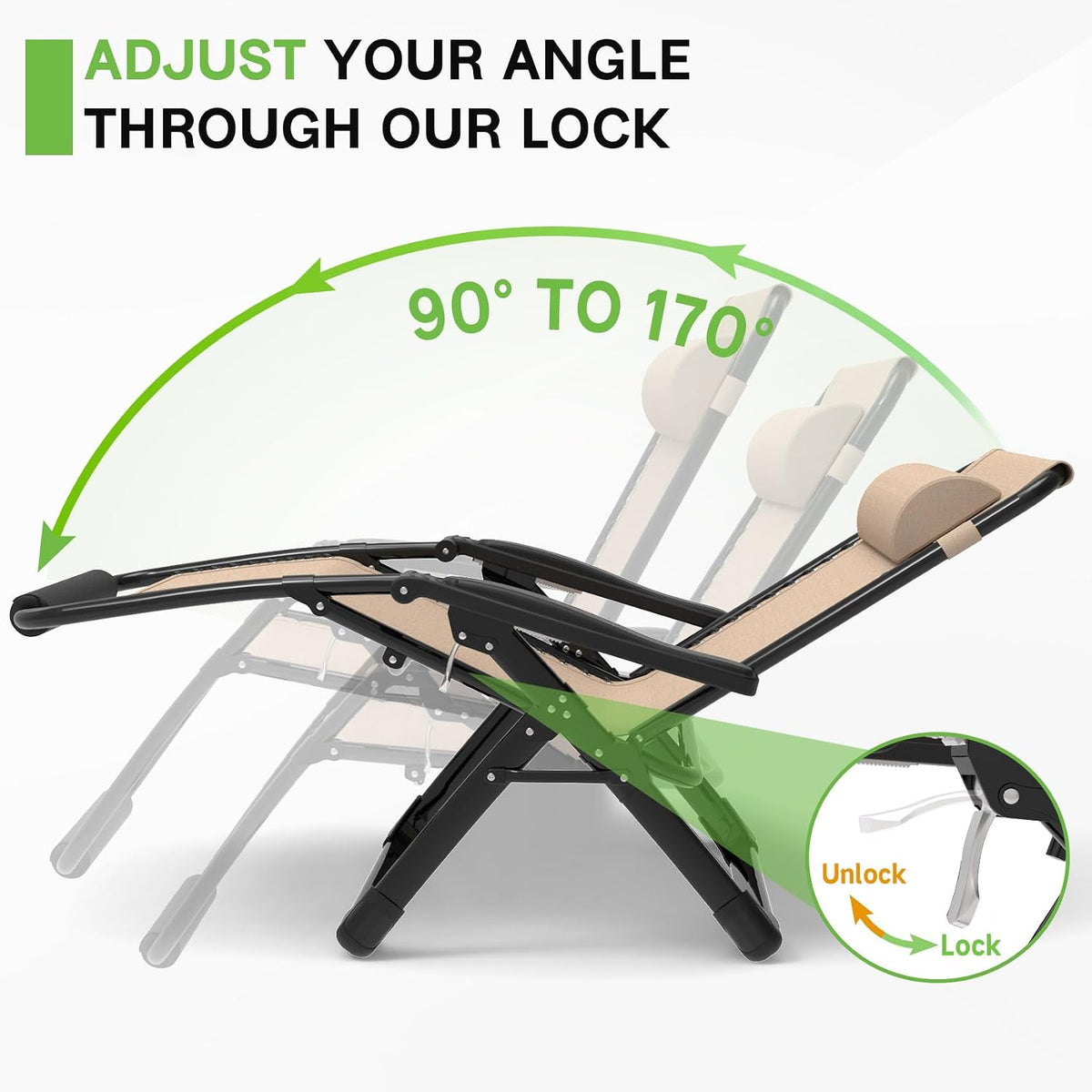 ZENPETIO Oversized Zero Gravity Chair, 33In XXL 500LBS with Cushion