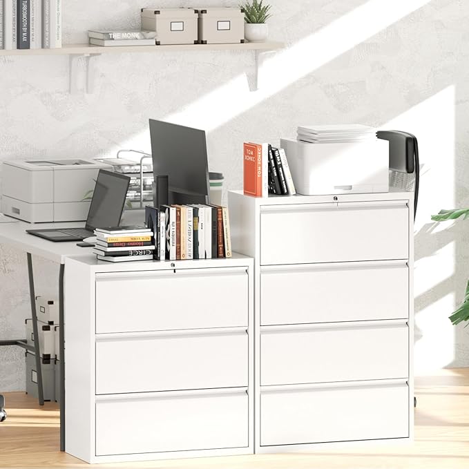 Greenvelly 4 Drawer File Cabinet, Metal Filing Cabinet - Image 2