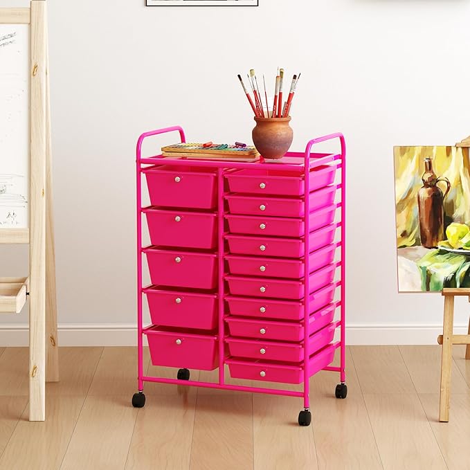 HAPPYGRILL 15-Drawer Rolling Cart, Storage Carts - Image 8