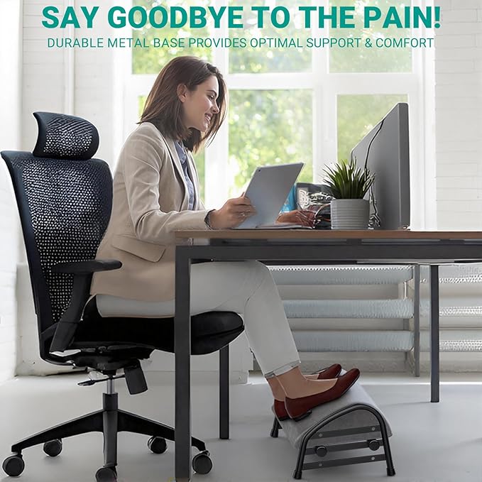 YEASHEIN Adjustable Foot Rest for Under Desk at Work, Velvet Under Desk Footrest - Image 6