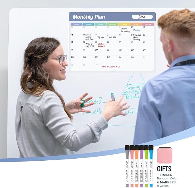 Loukin 17"x11.8" Monthly Dry Erase Calendar, Electrostatic Clings to All Shiny - Image 8