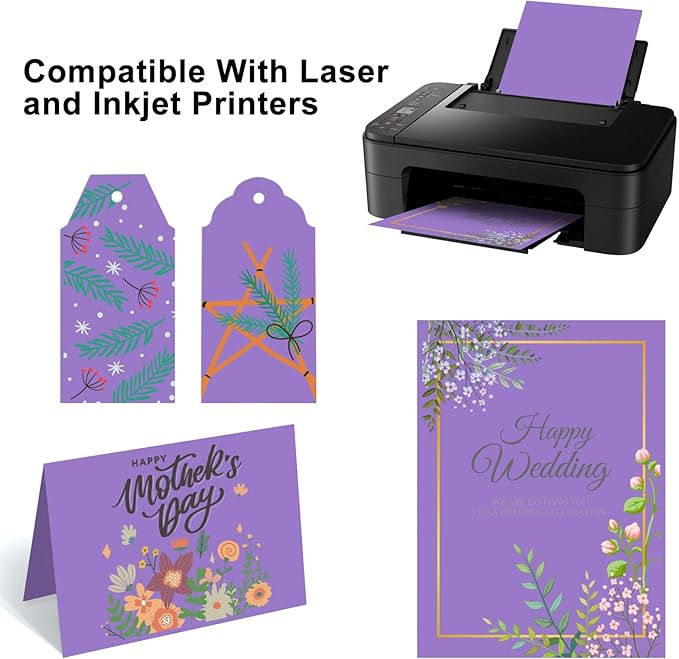 OcePor 100 Sheets Purple Cardstock Paper, Colored Printer Paper 8.5 x 11 - Image 5