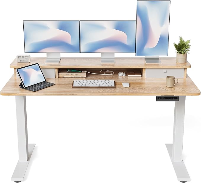 FEZIBO 63 x 28 Inch Deeper Height Adjustable Electric Standing Desk by FEZIBO