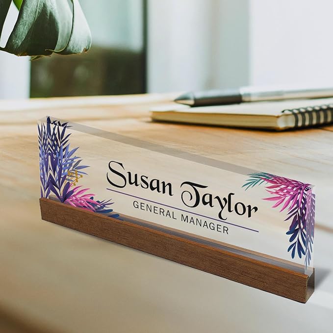 Artblox Personalized Office Desk Name Plate and Business Card Holder | Clear - Image 3