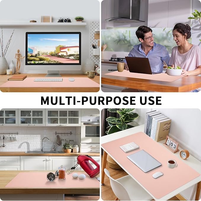 Blossoms Pink Desk Mat, Waterproof Non-Slip Leather Desk Pad, Large Mouse Pad - Image 6
