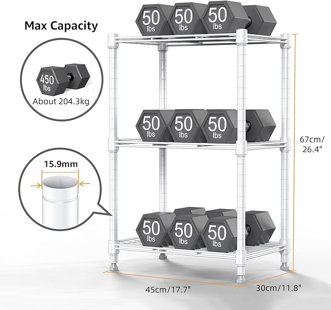 M MZG 450 lbs Wire Storage Shelving 3-Tier Utility Shelving Unit Steel - Image 3