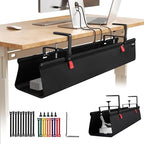 SUREUP9 No Drill Under Desk Cable Management Tray, Fabric Cable Management by SUREUP9